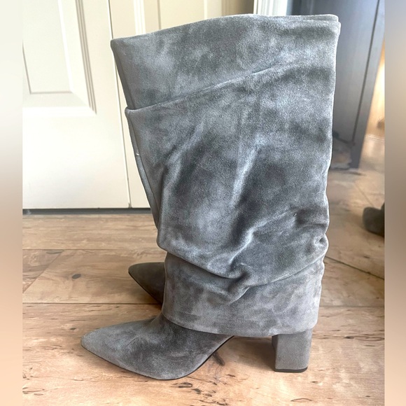 Suede Boots with Sleeve Grey Suede - Picture 6 of 10